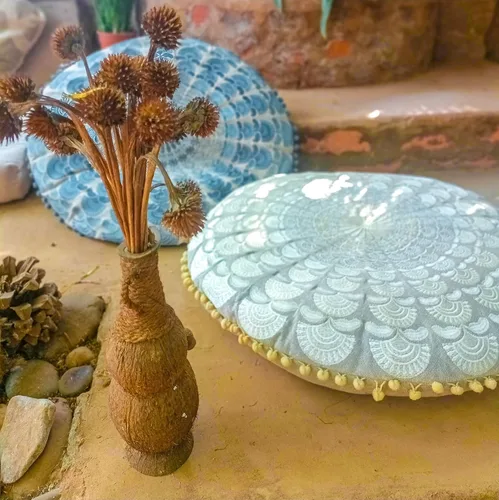 Miniatura 6 de Mandala Life ART Funda de cojín para el suelo bohemia – Decoración de lujo para habitación artesanal, funda de puf para meditación, yoga y área