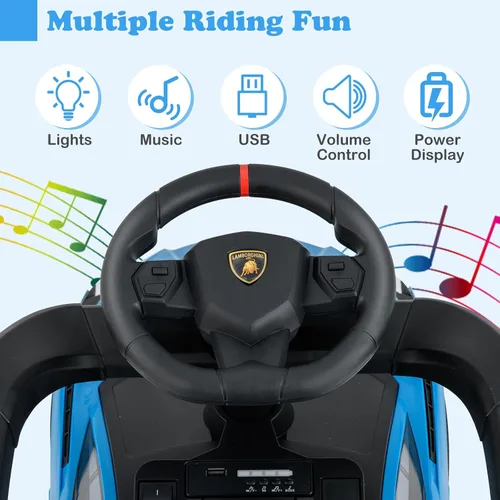 Miniatura 6 de OLAKIDS Lamborghini SIAN - Automóvil de empuje 3 en 1, con licencia para bebé, con mango de control parental, ruedas universales, juguete para Azul