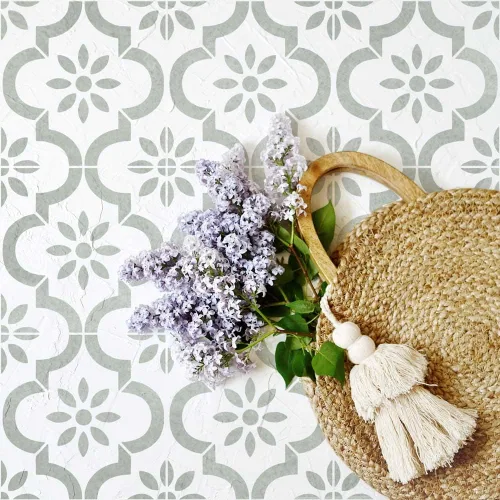 Miniatura 2 de Myriam - Plantilla de azulejos de cemento para pintar pisos y salpicaduras, patrón marroquí para decoración del hogar fácil de bricolaje, plantillas