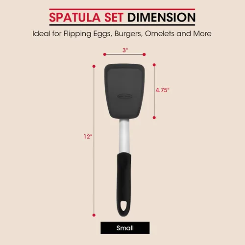 Miniatura 2 de Unicook Espátula de silicona flexible, volteador, 600 F, resistente al calor, ideal para voltear huevos, hamburguesas, crepes y más, pequeña