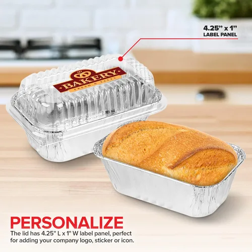 Miniatura 6 de Stock Your Home - Minimoldes desechables de aluminio con tapas, 450 g (paquete de 50 unidades) Nuevos y mejorados moldes de papel de aluminio