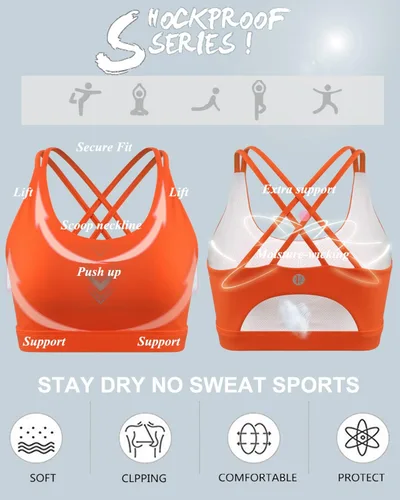 Miniatura 28 de Brasieres deportivos para mujer, con relleno, tipo camiseta sin mangas, sexis, con espalda cruzada, de alto impacto, largos, ideales para practicar