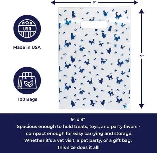 Miniatura 2 de 100 bolsas con estampado temático de mascotas, estampado de perro/gato/hilo, MSP1002, bolsas de plástico transparente para dispersos, bolsa