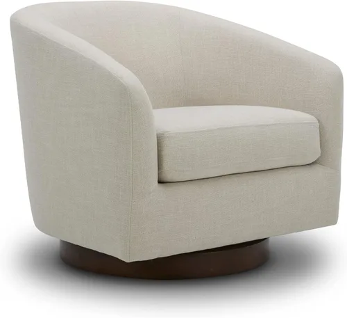 Miniatura 13 de CHITA - Silla decorativa giratoria con diseño de barril tapizada, certificada FSC, para sala de estar, completamente ensamblada, beige lino Lino