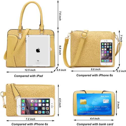 Miniatura 35 de Bolsos de mano de moda para mujer, bolsa de hombro, asa superior, bolsa de mano, juego de 4 piezas