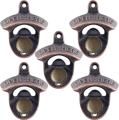 Miniatura 20 de Abrebotellas de cerveza magnética negra para montar en la pared, con imanes incrustados, 5 unidades Negro