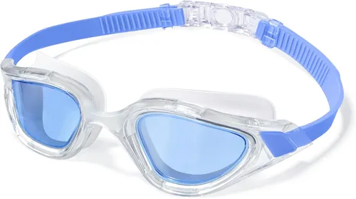 Keary Gafas de natación para adultos para hombres y mujeres, gafas de natación para jóvenes, protección UV, antivaho, gafas de agua para piscina Azul