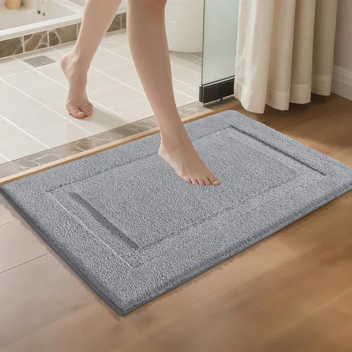 SHACOS Alfombras de baño súper suaves y esponjosas de 24"x36" antideslizantes, lavables, alfombras de baño absorbentes, alfombras para suelo de Gris