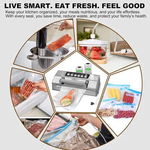 Miniatura 7 de Máquina Selladora al Vacío de Alimentos de Precisión, Sistema de Sellado al Vacío Completamente Automático POWOT, Saver de Alimentos al Vacío Pro
