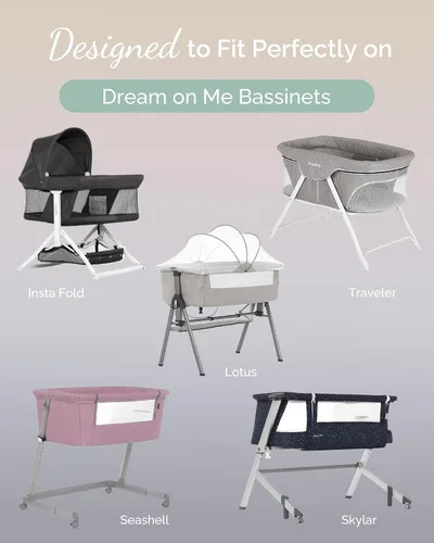 Miniatura 2 de Sábanas ajustadas de cuna para Dream on Me Traveler portátil y Skylar, Seashell mesita de noche - Sábanas súper suaves y elásticas de punto jersey