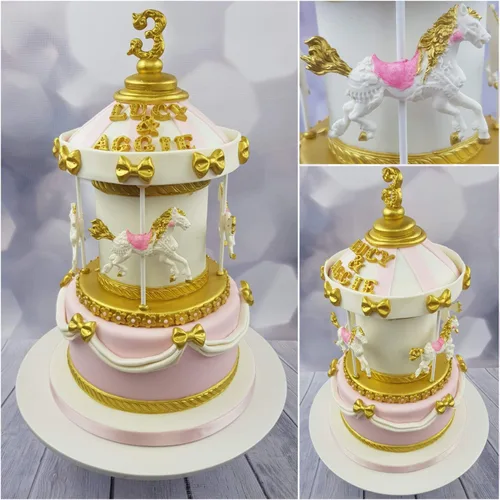 Miniatura 4 de Juego de 2 moldes de silicona para pastel de carrusel de caballo, molde de fondant para tartas de azúcar alegre, redondo, para cupcakes, pasta