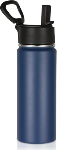 Miniatura 50 de Volhoply Paquete a Granel de 8 Botellas de Agua Aisladas de 18 Onzas, Botellas de Agua de Acero Inoxidable para Niños con Tapa con Pajita, Botella