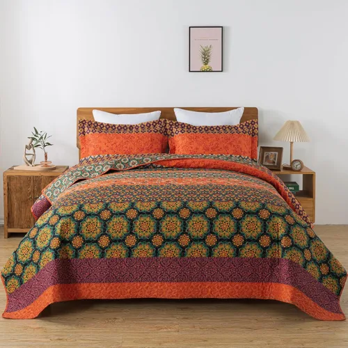 Miniatura 12 de HoneiLife Juego de colcha de tamaño King extragrande de 120 x 120 pulgadas, 3 piezas, California King extragrande, todas las estaciones, ropa