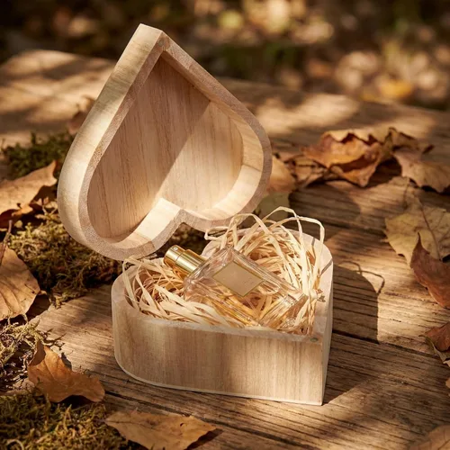 Miniatura 6 de Taiyin Caja de madera de corazón sin terminar de 12 piezas con 10 pinceles de arte, cofre del tesoro de madera sin pintar, caja de pino natural