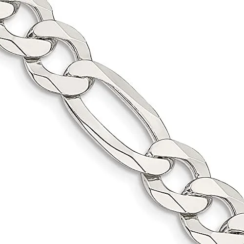 Miniatura 5 de Plata de Ley 8,5mm. Pulido Plana Figaro collar de cadena, pulsera o tobillera, plata de ley