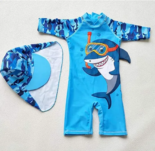Miniatura 2 de Traje de baño de una pieza con cremallera y sombrero, traje de baño de surf para niños pequeños