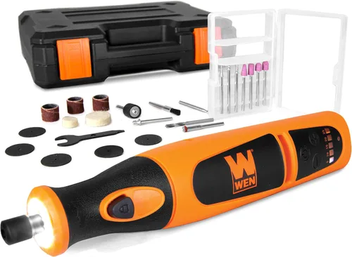 Miniatura 2 de WEN 23072 Kit de herramientas rotativas inalámbricas de iones de litio de velocidad variable con juego de accesorios de 24 piezas, cargador