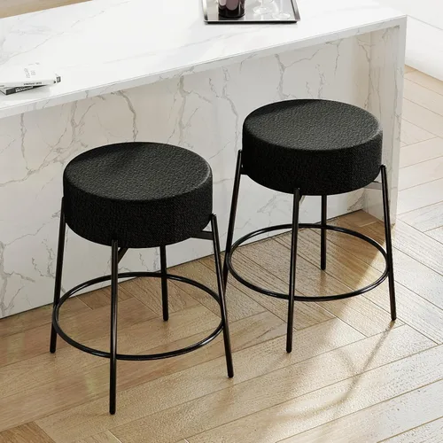 SoarFlash - Juego de 2 taburetes de bar modernos giratorios, taburetes de barra de 24" Sherpa con asiento giratorio de altura de mostrador con