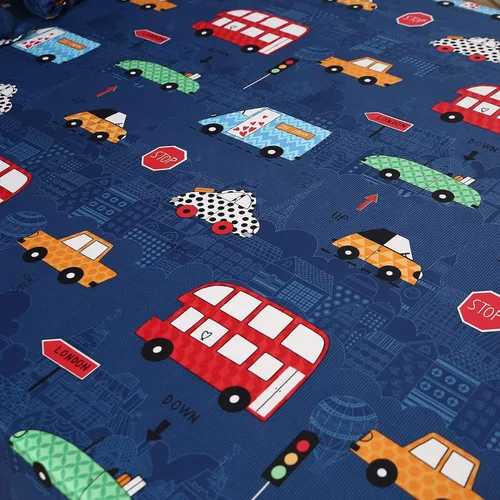 Miniatura 3 de MAG Juego de 3 piezas de sábanas con autos tamaño individual, juego de sábanas azules tamaño individual para niños, adolescentes y amantes