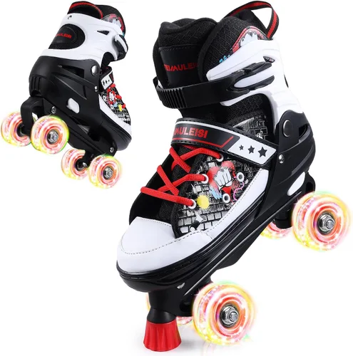 Miniatura 8 de Patines de ruedas para niños, 4 tamaños ajustables con todas las ruedas iluminadas, patines de 10C a 8 patines para niños pequeños, principiantes