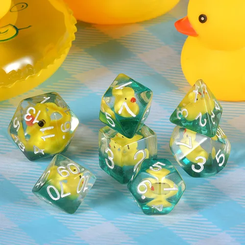 Miniatura 7 de Dados de pato poliédricos y RPG dados DND con pato dentro poliédrico rollo juego juego D20 dados 7 piezas