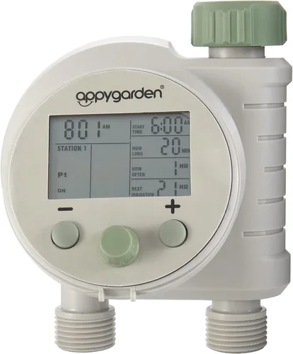 Appy Garden Edge 2 Plus Temporizador automático programable para grifo de manguera de rociador (doble puerto)