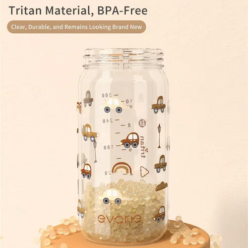 Miniatura 6 de Evorie Tritan - Vaso para sorber con popote a prueba de derrames, 10 onzas para bebés y niños pequeños de 1 a 3 años, botella de agua con pajilla