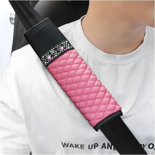 Miniatura 10 de zipelo 2 fundas para cinturón de seguridad de automóvil, almohadillas de cuero transpirable que protegen tu cuello, correas de arnés para una Negro
