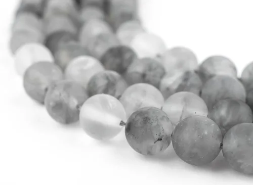 Miniatura 29 de The Bead Chest Cuentas de Jade Blanco Mate Redondas (8mm): Piedra Preciosa Orgánica Redonda Esférica de Energía con Poder de Sanación para Hacer