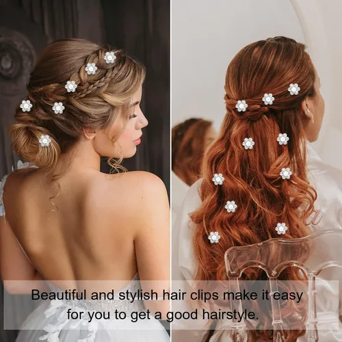 Miniatura 2 de YISSION 20 pinzas para el pelo con flores de diamantes de imitación, lindas horquillas azules pequeñas decorativas para el pelo de boda, pasadores