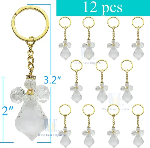 Miniatura 2 de 12 llaveros de ángel de cristal para bautismo, primera comunión, confirmación, boda, dulce 15