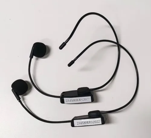 Miniatura 9 de Sistema de micrófono inalámbrico para 2 personas, micrófonos de auriculares inalámbricos duales de 2.4G, ideal para oradores, amplificador de voz