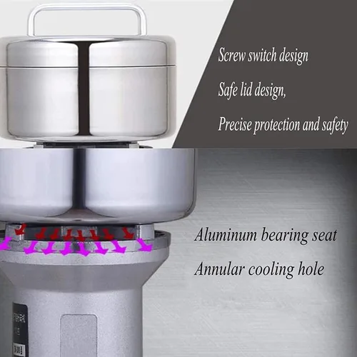 Miniatura 3 de Molinillo eléctrico portátil de grano de cereales, 02 máquina de polvo de alta velocidad, 28000 RPM de acero inoxidable 3 cuchillas máquina