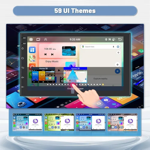 Miniatura 6 de 8 Core 4+64 GB 7 pulgadas Android 15 Doble DIN coche estéreo inalámbrico Carplay, pantalla táctil Android Auto receptor de radio de coche con 59UI