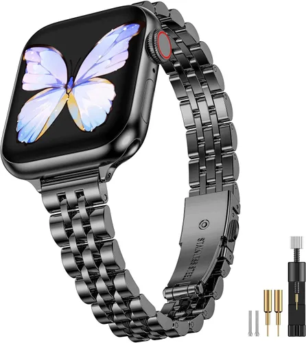 Miniatura 20 de MioHHR - Correas delgadas de metal compatibles con Apple Watch Band Ultra3/2/1 Series 11 10 9 8 7 6 5 4 3 2 1 SE3/2/1, correa delgada y estrecha