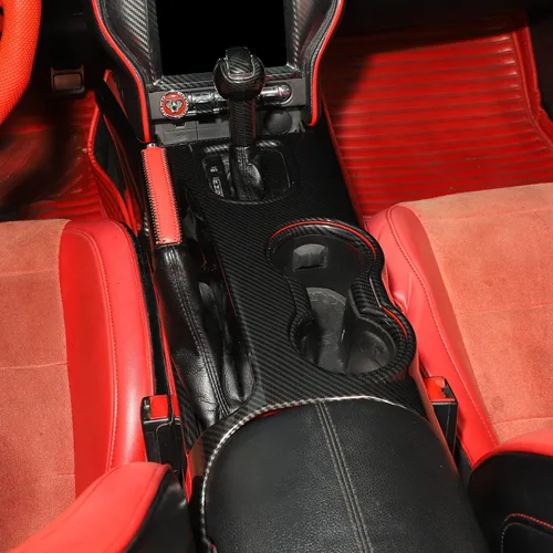 Miniatura 7 de RT-TCZ Cubierta de Panel de Cambios de Consola Central de Fibra de Carbono, Marco de Portavasos, Kit de Accesorios de Decoración Interior para Ford