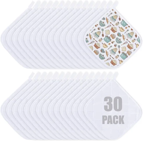 Miniatura 11 de Uiifan 30 soportes para ollas de algodón para cocina, lavables, resistentes al calor, almohadillas calientes para cocinar y hornear, 7.87 x 7.87 x