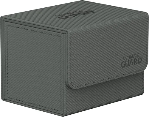 Ultimate Guard Sidewinder 100+, caja de cubierta para 100 tarjetas TCG de doble manga, gris, cierre magnético y forro interior de microfibra para un