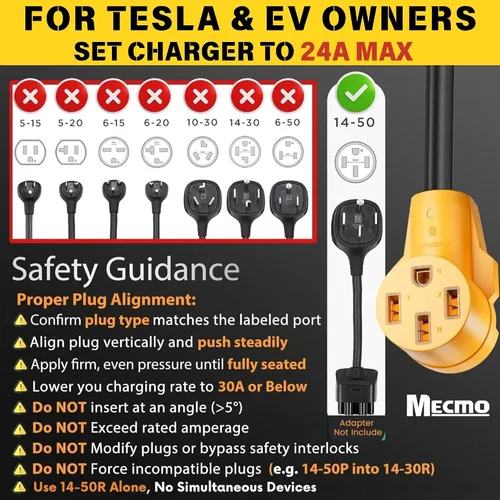 Miniatura 9 de MECMO NEMA 14-30P a 14-50R EV y 14-30R Divisor de salida de secadora de 4 clavijas solo para receptáculos modernos 14-30R, un dispositivo a la vez
