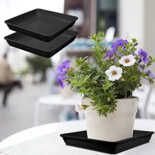Miniatura 3 de 10 platillos cuadrados de plástico para plantas, maceta de 8 pulgadas, bandeja de goteo de plástico grueso para jardín, goteos de agua y tierra