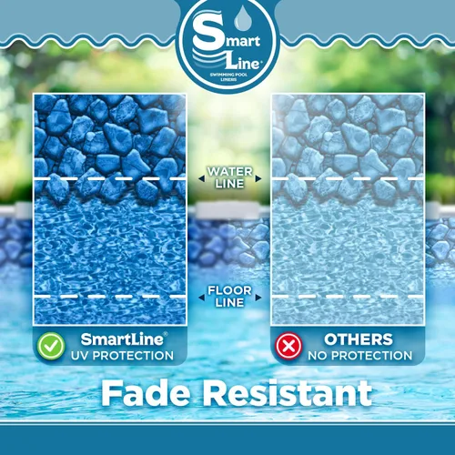 Miniatura 4 de Smartline Revestimiento redondo de piscina de 8 pies Remolino de roca Estilo superpuesto Altura de pared de 48 a 52 pulgadas Vinilo virgen