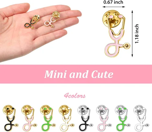 Miniatura 2 de Broches de estetoscopio para enfermeras, médicos, broches de solapa esmaltada, pines a granel, lindas insignias de alfileres para Navidad, médicos