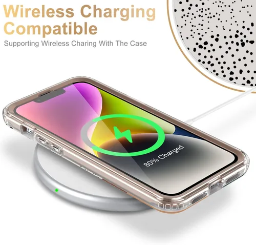 Miniatura 5 de Esdot Funda para iPhone 14 con Protector de Pantalla Integrado, Funda Resistente de Grado Militar con Diseños de Moda para Mujeres y Niñas, Funda