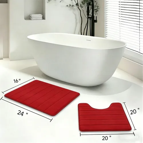 Miniatura 2 de Juego de 2 alfombras de baño de espuma viscoelástica, súper suaves, absorbentes, de secado rápido, alfombras de baño de espuma viscoelástica