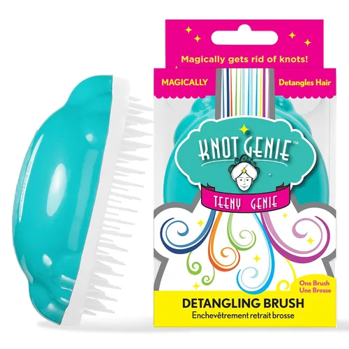 Knot Genie Teeny - Cepillo desenredante para niños (sueño de aguamarina), cepillo desenredante perfecto para cabello rizado, separa suavemente los