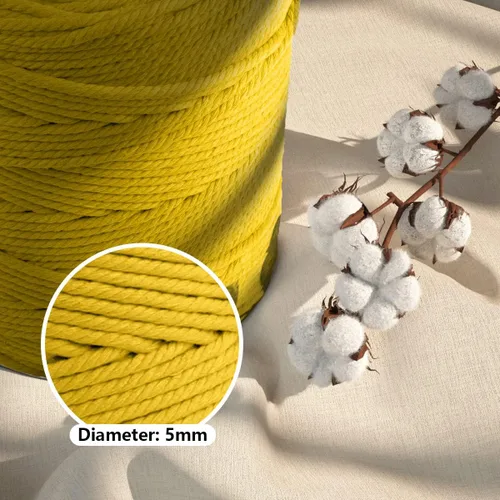 Miniatura 3 de ZUEXT - Cordón de algodón de macramé de 0.197 in x 328 yardas, cuerda trenzada de jengibre natural hecha a mano, 4 hebras, cuerda de punto