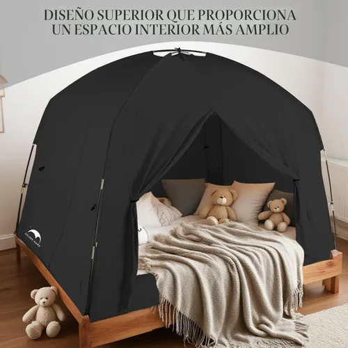 Miniatura 6 de Tiendas de cama para niños y adultos, portátil, 100% transpirable y 93% opaca, tienda de campaña de ensueño para niños pequeños, 3 puertas, gran