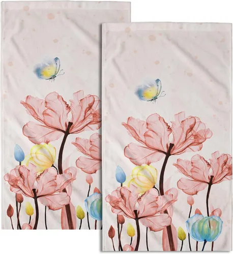 Miniatura 62 de Giwawa Juego de 2 toallas de mano con diseño floral de cerezo, suaves y absorbentes, para baño, cocina, hotel, spa, decoración Flor de cerezo rosa