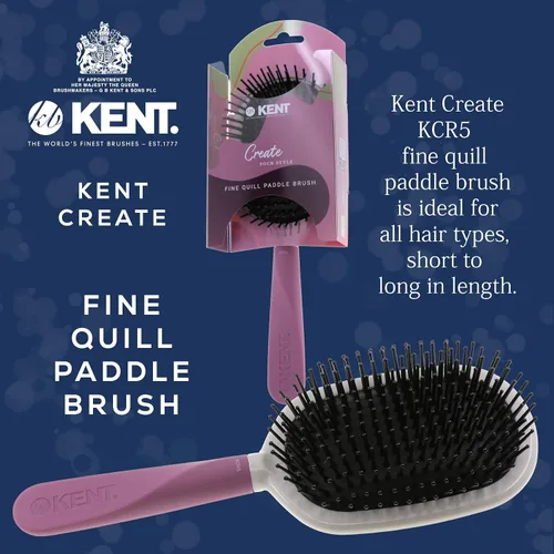 Miniatura 6 de Kent KCR5 "Create" - Cepillo acolchado grande para alisar y alisar todo tipo de cabello, cepillo desenredante con mango ergonómico morado y cerdas