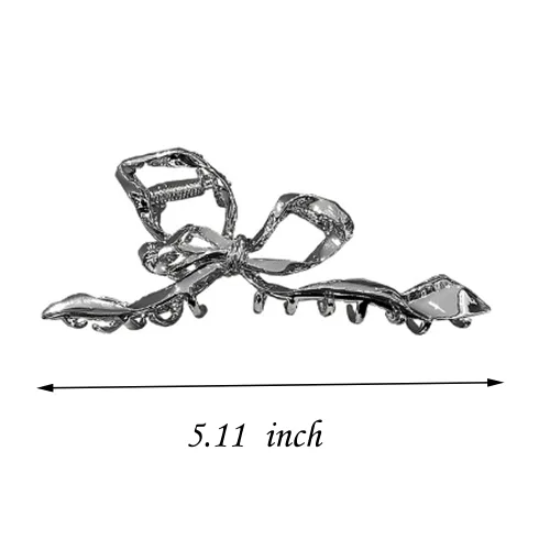 Miniatura 2 de Pinzas para el cabello de geometría plateada irregular, pasadores elegantes con diseño de lazo, adornos grandes antideslizantes y accesorios